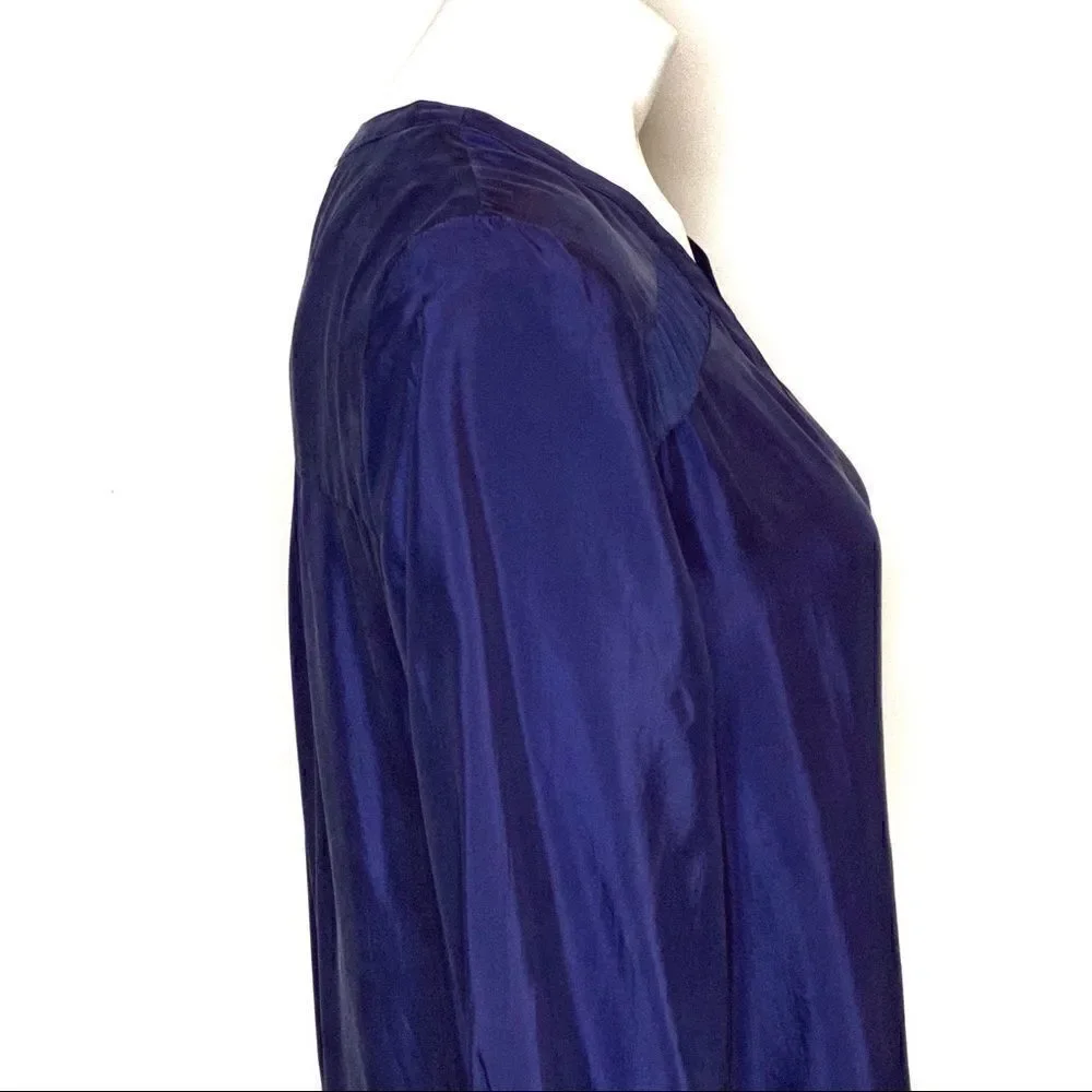 Daniel Rainn for stitch fix NWT navy blue kittie textured blouse size L